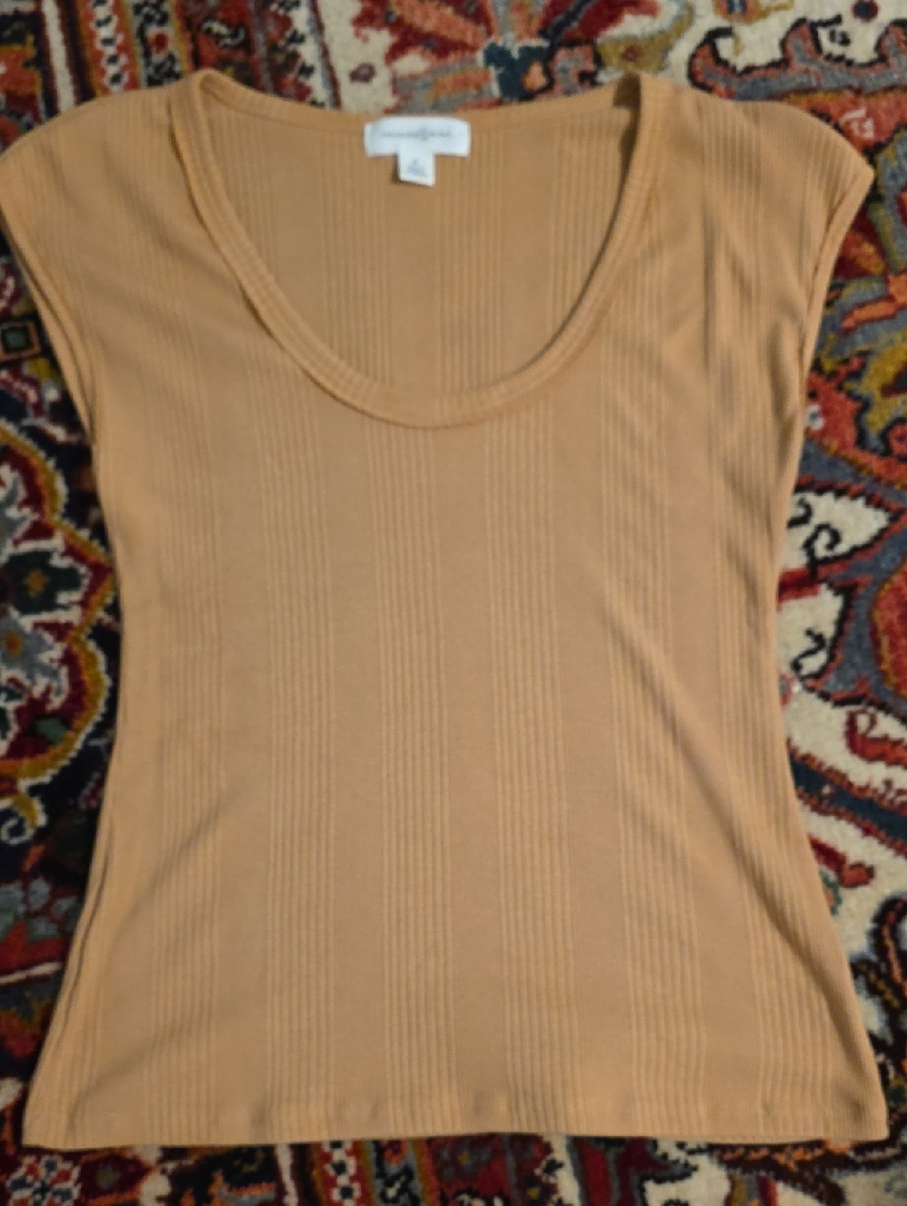Treasure & Bond Ribbed Scoop Tank - Camel Brown